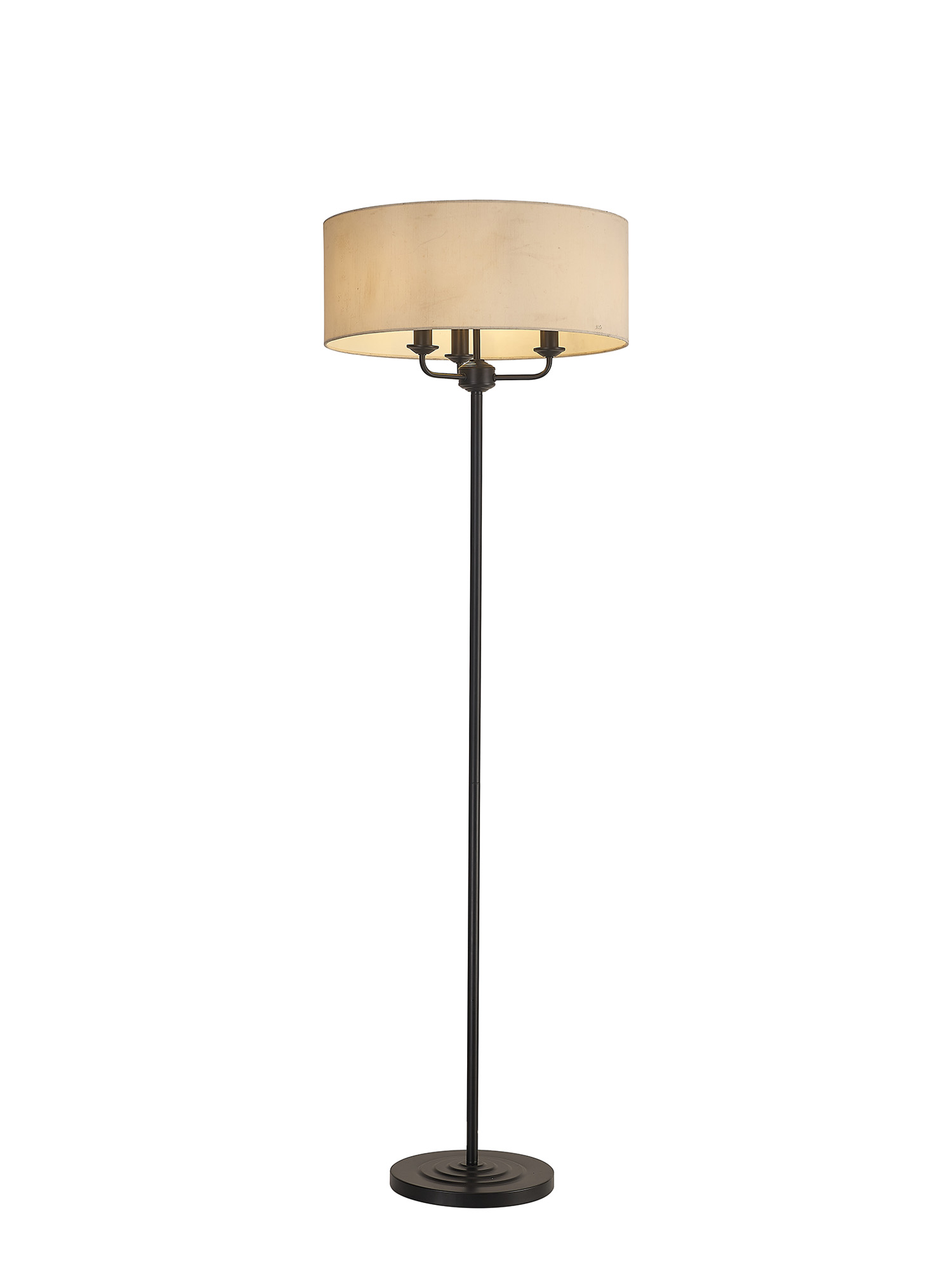 DK1067  Banyan 45cm 3 Light Floor Lamp Matt Black; Ivory Pearl